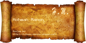 Hohman Manon névjegykártya